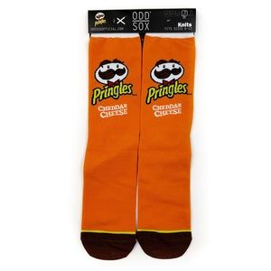 Odd Sox Pringles Cheddar Cheese Crew Socks Mens Womens Orange Novelty Gift New